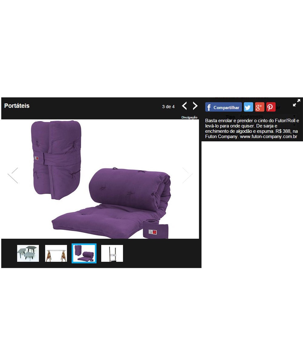 Futon Roll no site do jornal Folha de São Paulo
