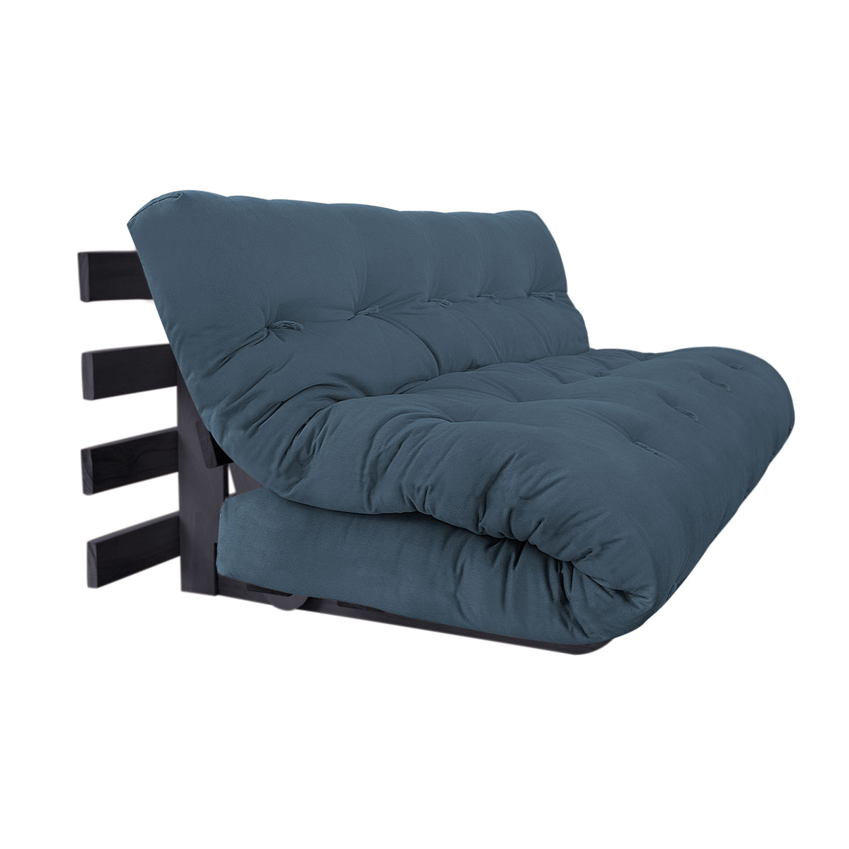 sofa cama joy 160 madeira eucalipto tabaco tecido sarja peletizada azul delave 02
