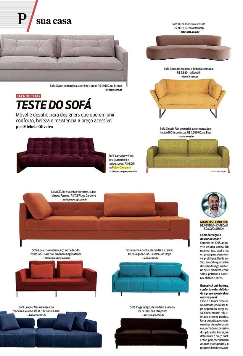 Sofá-cama New York na revista São Paulo • Futon Company ®